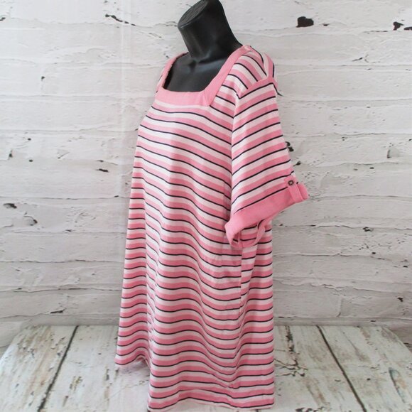 Karen Scott Plus Striped Pullover Cotton Top - Picture 4 of 6